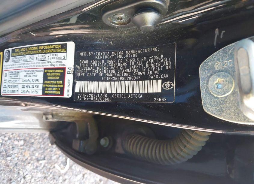 Photo 9 of 2008 Toyota Avalon XLS (VIN 4T1BK36B98U286945)