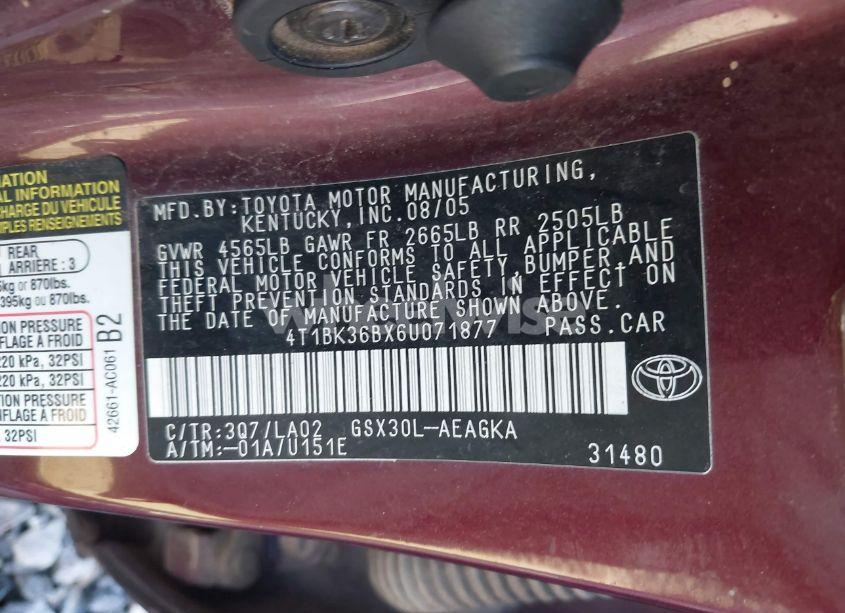 Photo 9 of 2006 Toyota Avalon XLS (VIN 4T1BK36BX6U071877)