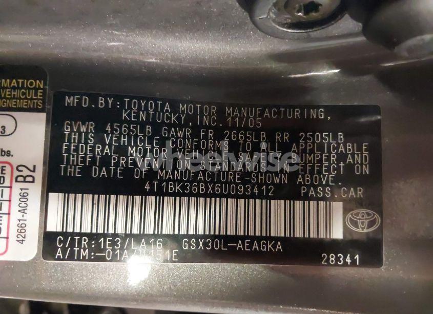 Photo 9 of 2006 Toyota Avalon XLS (VIN 4T1BK36BX6U093412)