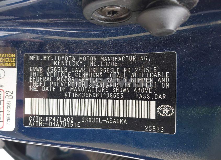 Photo 9 of 2006 Toyota Avalon XLS (VIN 4T1BK36BX6U138655)