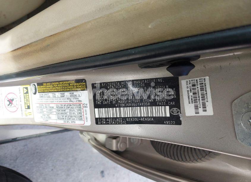 Photo 9 of 2006 Toyota Avalon XLS (VIN 4T1BK36BX6U148358)