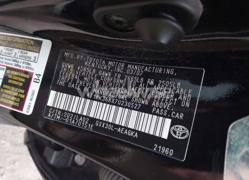 Photo 9 of 2007 Toyota Avalon XLS (VIN 4T1BK36BX7U230527)