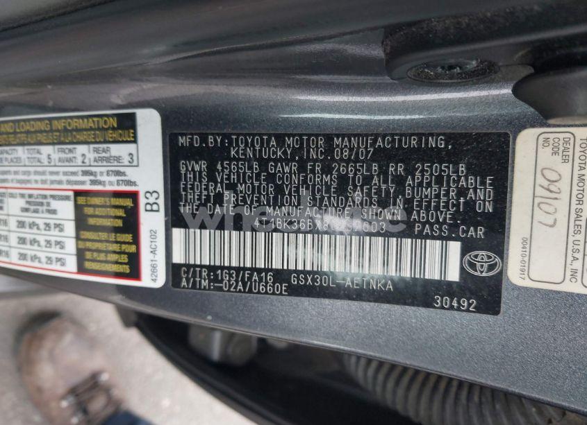 Photo 8 of 2008 Toyota Avalon XL (VIN 4T1BK36BX8U257003)