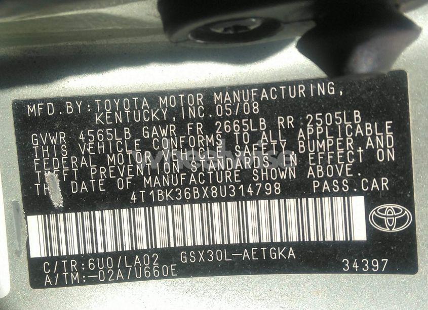 Photo 9 of 2008 Toyota Avalon XLS (VIN 4T1BK36BX8U314798)