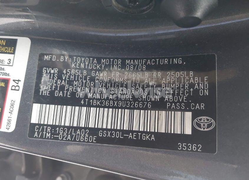 Photo 9 of 2009 Toyota Avalon XLS (VIN 4T1BK36BX9U326676)