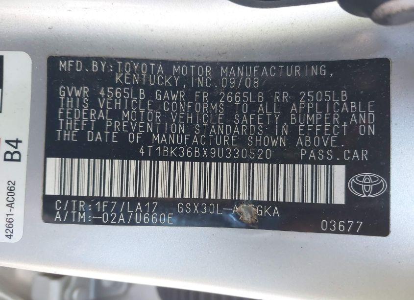 Photo 9 of 2009 Toyota Avalon XLS (VIN 4T1BK36BX9U330520)