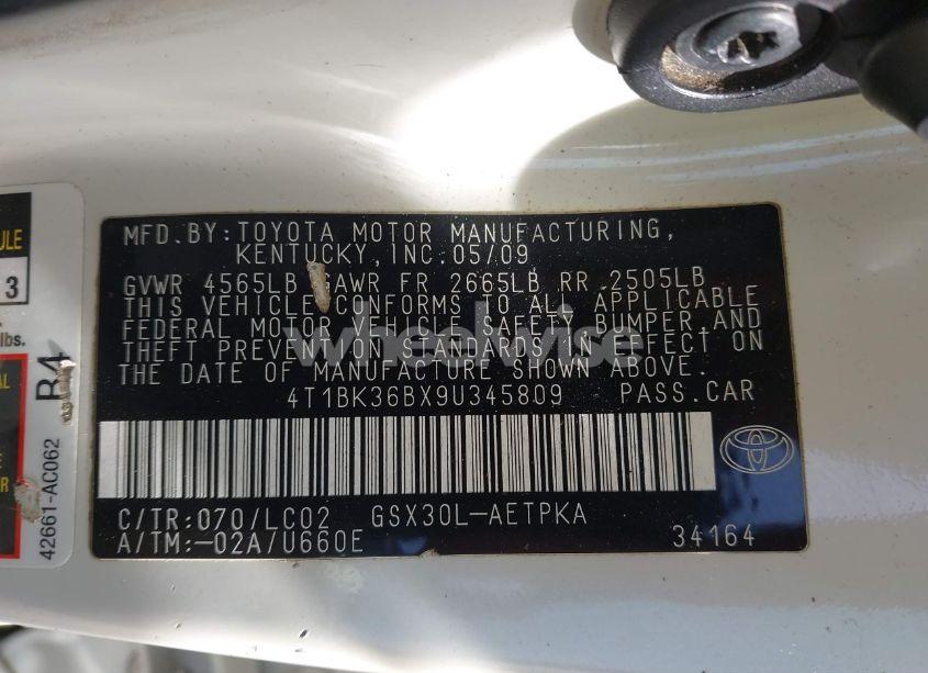 Photo 9 of 2009 Toyota Avalon LIMITED (VIN 4T1BK36BX9U345809)