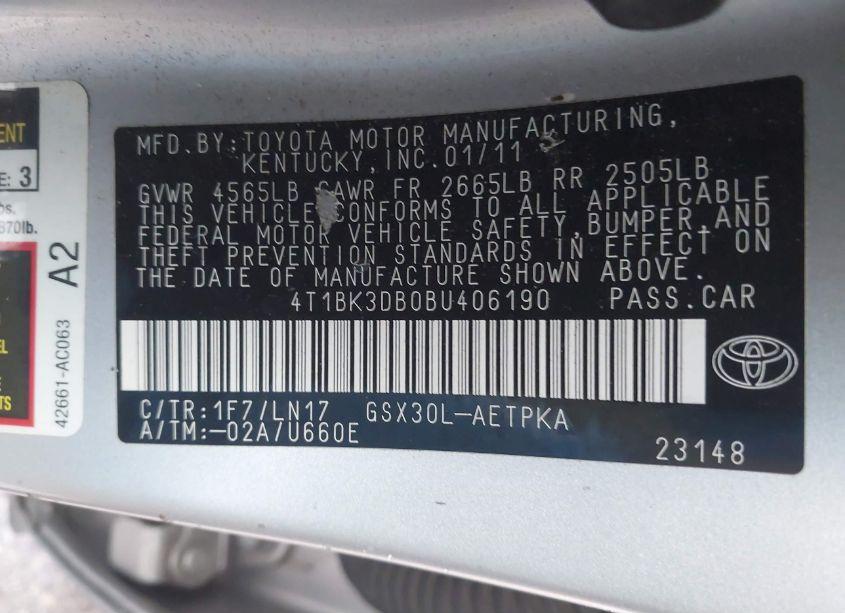 Photo 9 of 2011 Toyota Avalon LIMITED (VIN 4T1BK3DB0BU406190)