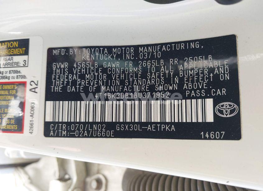 Photo 9 of 2011 Toyota Avalon LIMITED (VIN 4T1BK3DB1BU371952)