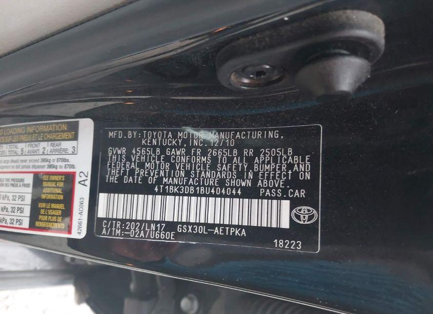 Photo 9 of 2011 Toyota Avalon LIMITED (VIN 4T1BK3DB1BU404044)