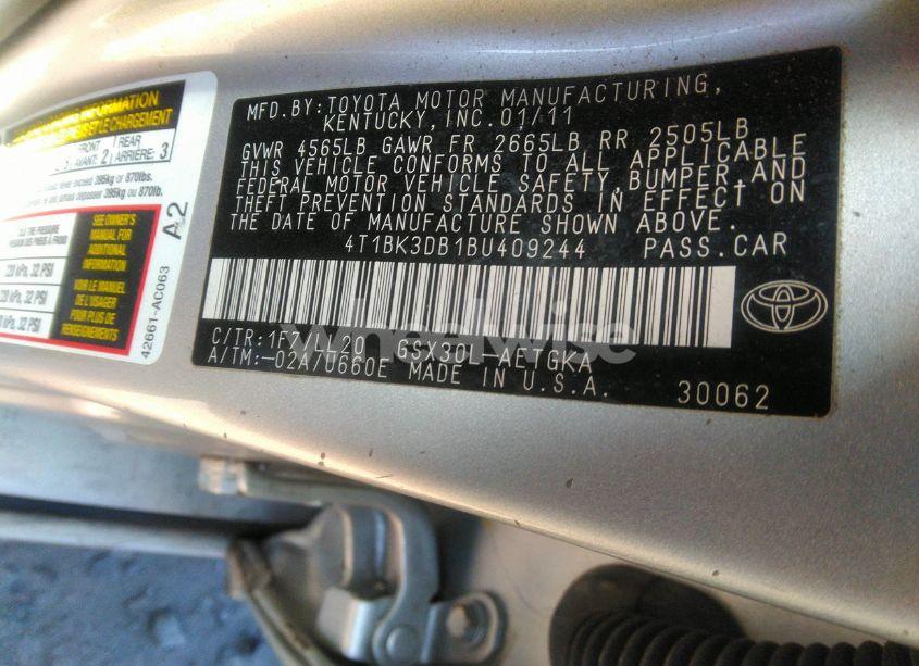 Photo 9 of 2011 Toyota Avalon (VIN 4T1BK3DB1BU409244)