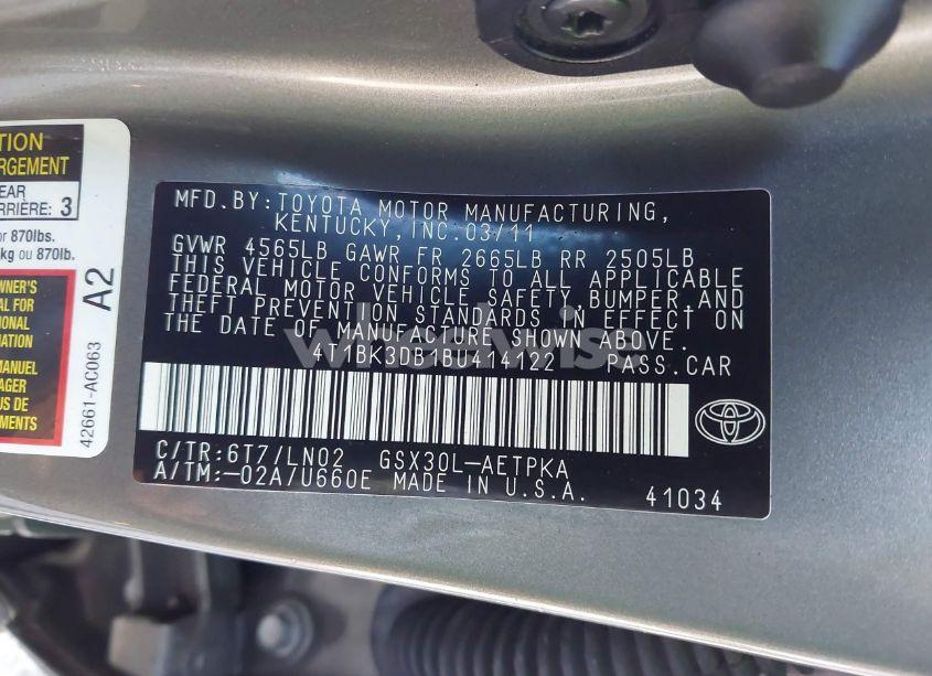 Photo 9 of 2011 Toyota Avalon LIMITED (VIN 4T1BK3DB1BU414122)