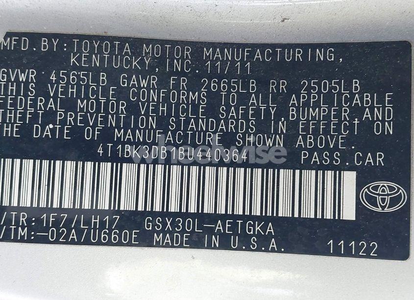 Photo 9 of 2011 Toyota Avalon (VIN 4T1BK3DB1BU440364)