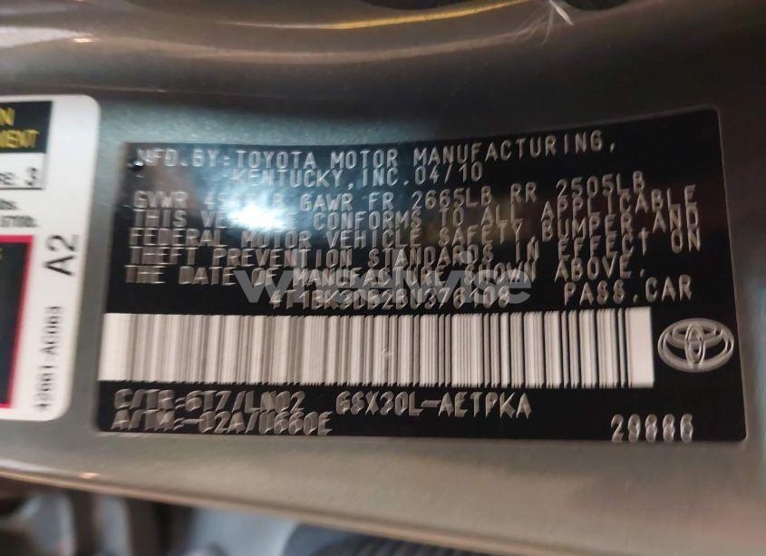 Photo 9 of 2011 Toyota Avalon LIMITED (VIN 4T1BK3DB2BU376108)