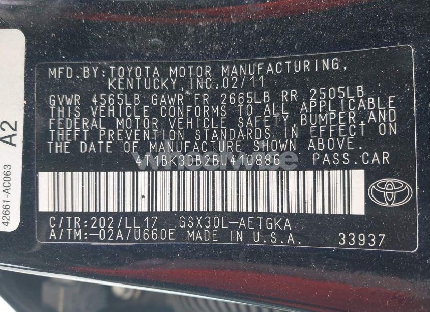 Photo 9 of 2011 Toyota Avalon (VIN 4T1BK3DB2BU410886)