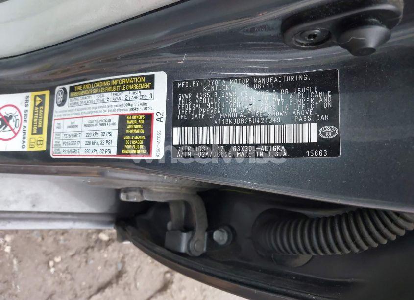 Photo 9 of 2011 Toyota Avalon (VIN 4T1BK3DB2BU424349)