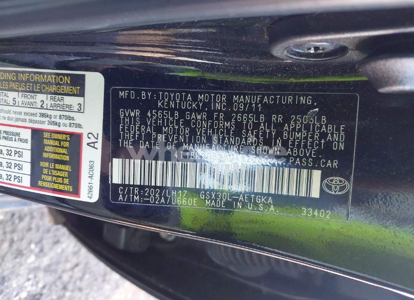 Photo 9 of 2011 Toyota Avalon (VIN 4T1BK3DB2BU432080)