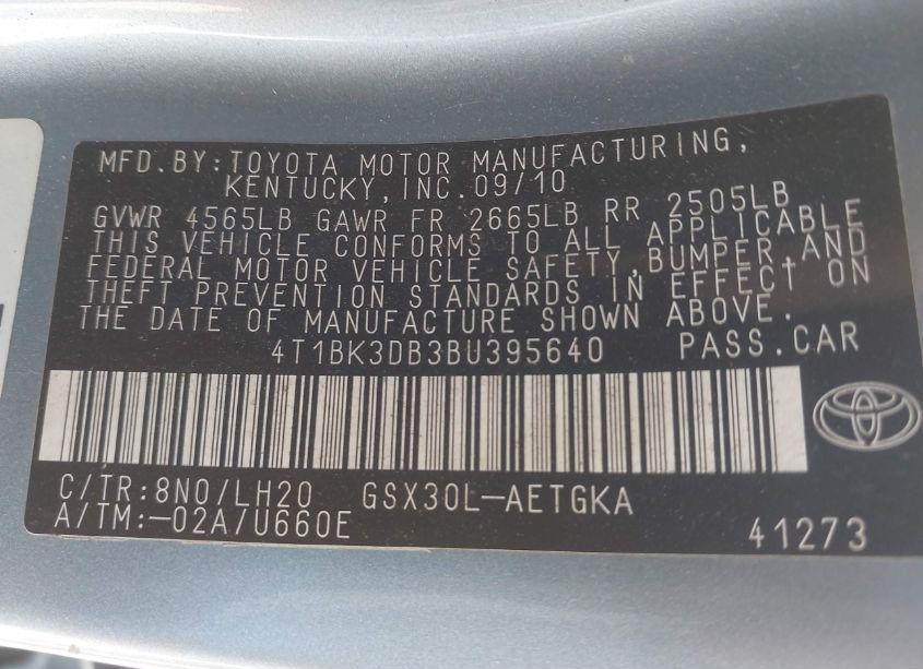 Photo 9 of 2011 Toyota Avalon (VIN 4T1BK3DB3BU395640)