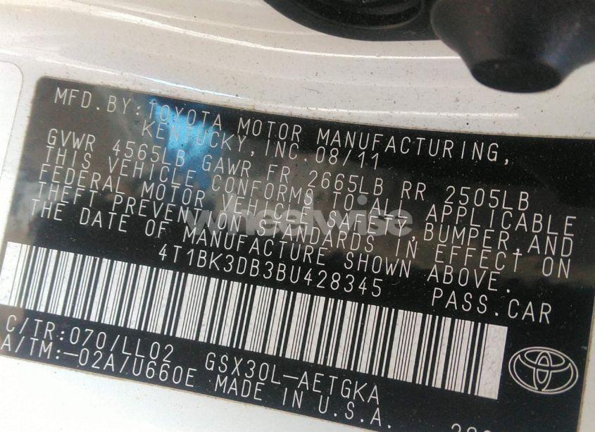 Photo 9 of 2011 Toyota Avalon (VIN 4T1BK3DB3BU428345)