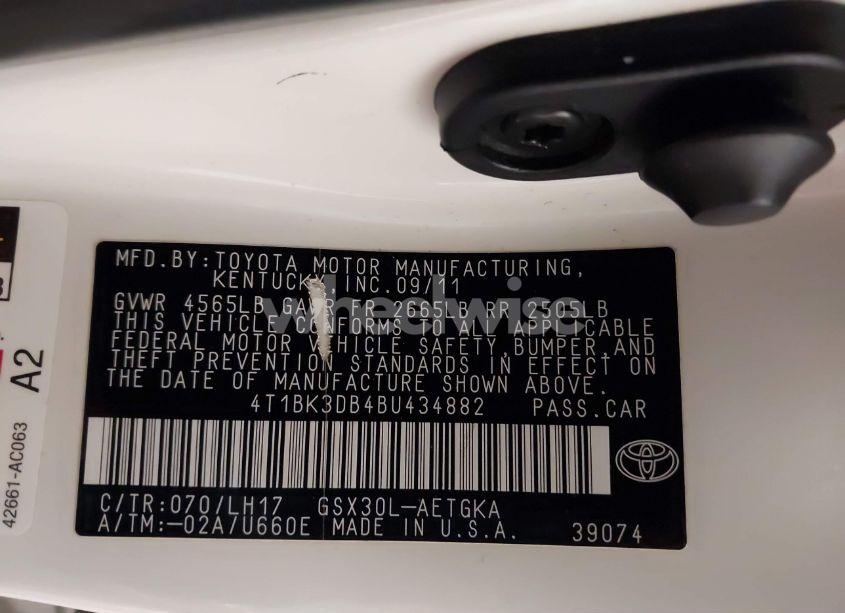 Photo 9 of 2011 Toyota Avalon (VIN 4T1BK3DB4BU434882)