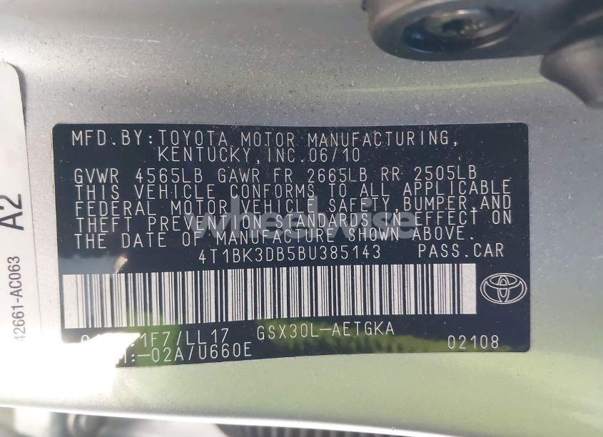 Photo 9 of 2011 Toyota Avalon (VIN 4T1BK3DB5BU385143)