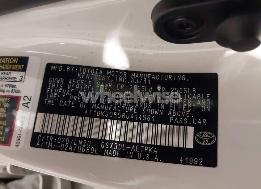 Photo 9 of 2011 Toyota Avalon LIMITED (VIN 4T1BK3DB5BU414561)