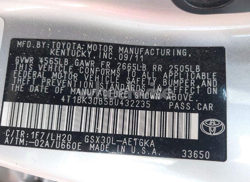 Photo 9 of 2011 Toyota Avalon (VIN 4T1BK3DB5BU432235)