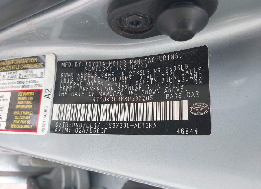 Photo 9 of 2011 Toyota Avalon (VIN 4T1BK3DB6BU397205)