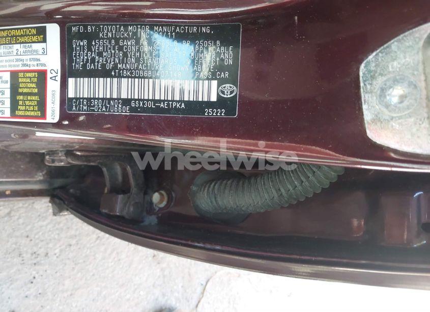 Photo 9 of 2011 Toyota Avalon LIMITED (VIN 4T1BK3DB6BU407148)