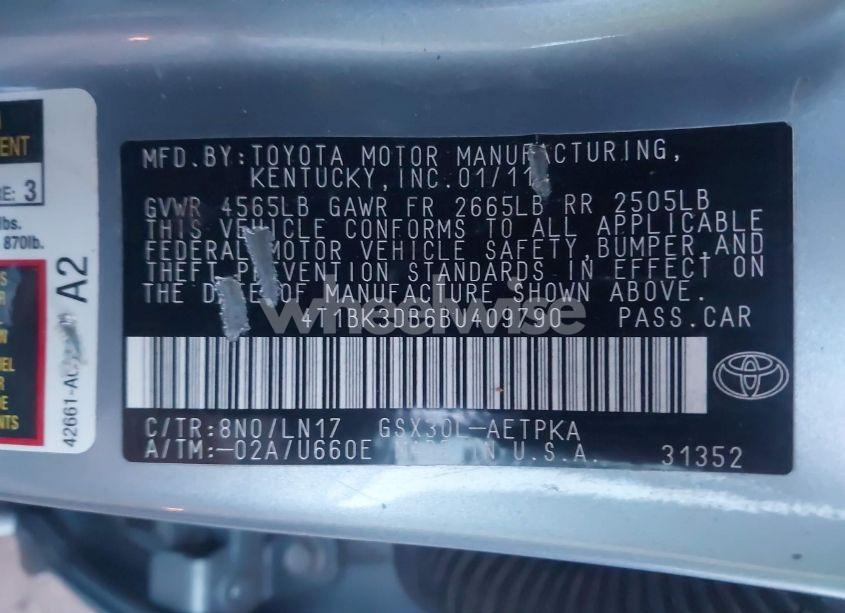 Photo 9 of 2011 Toyota Avalon LIMITED (VIN 4T1BK3DB6BU409790)