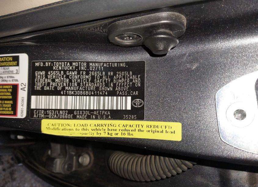 Photo 9 of 2011 Toyota Avalon LIMITED (VIN 4T1BK3DB6BU411474)