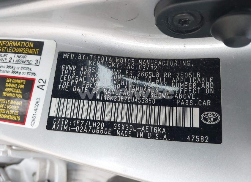 Photo 9 of 2012 Toyota Avalon (VIN 4T1BK3DB7CU453850)