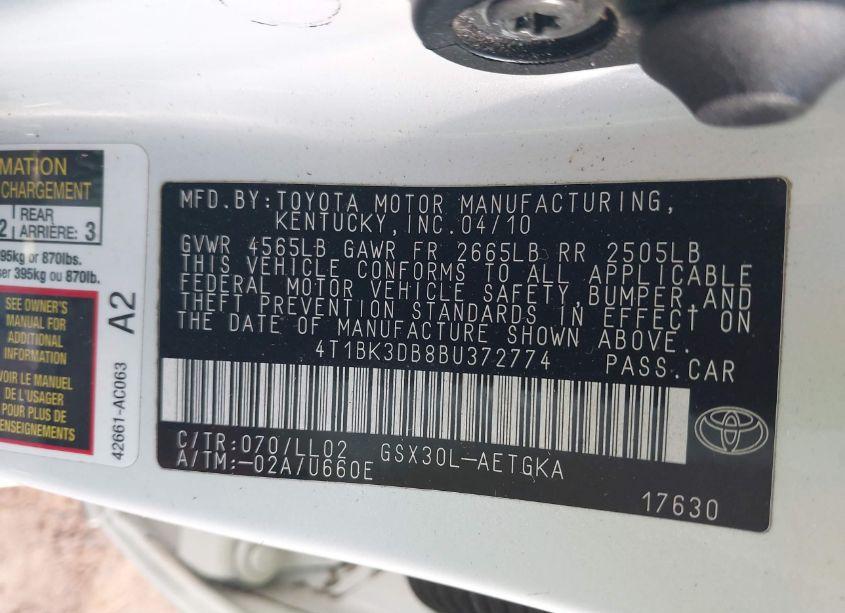Photo 9 of 2011 Toyota Avalon (VIN 4T1BK3DB8BU372774)