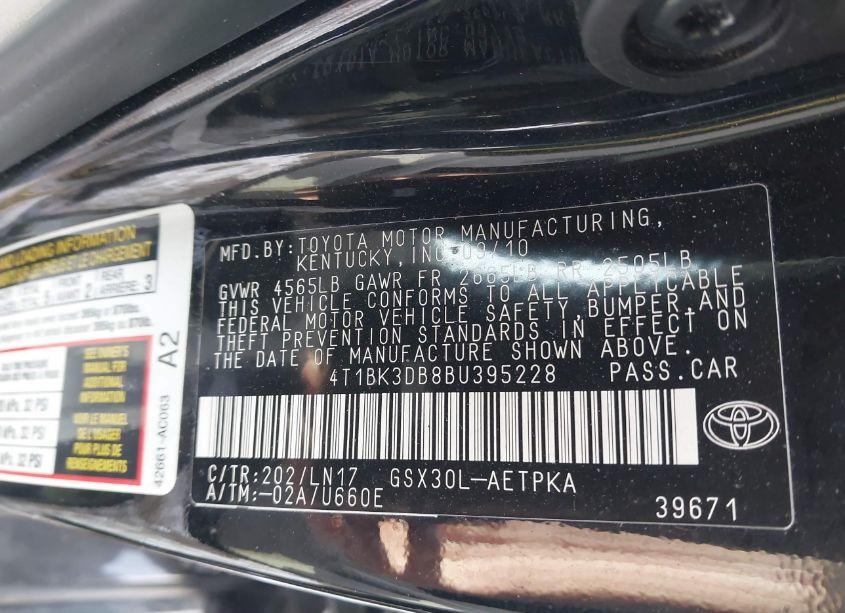 Photo 9 of 2011 Toyota Avalon LIMITED (VIN 4T1BK3DB8BU395228)
