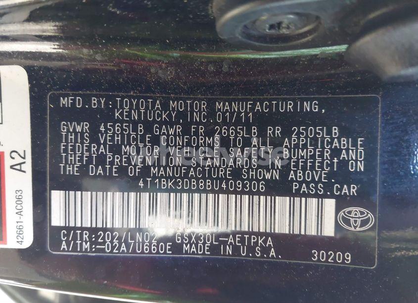 Photo 9 of 2011 Toyota Avalon LIMITED (VIN 4T1BK3DB8BU409306)