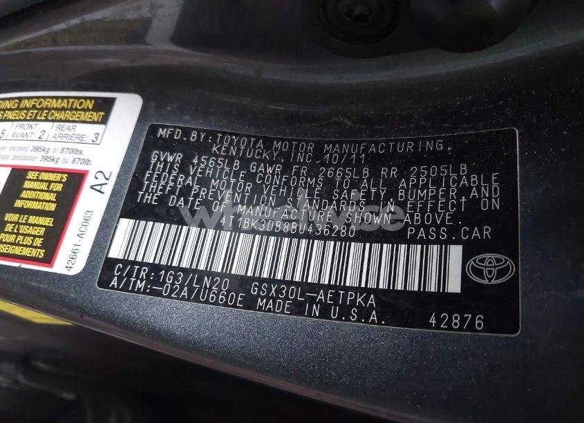 Photo 9 of 2011 Toyota Avalon LIMITED (VIN 4T1BK3DB8BU436280)