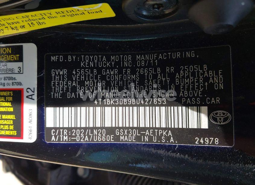 Photo 9 of 2011 Toyota Avalon LIMITED (VIN 4T1BK3DB9BU427653)