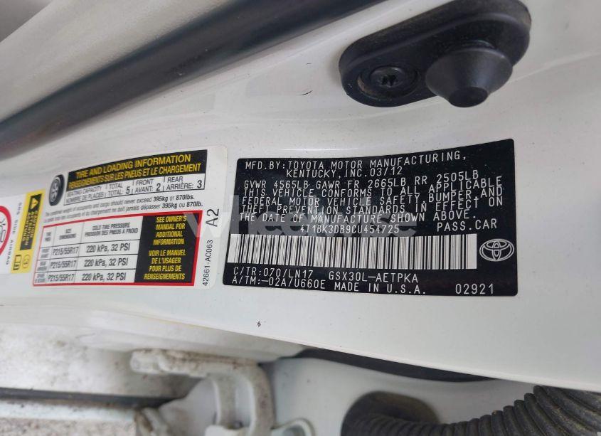 Photo 9 of 2012 Toyota Avalon LIMITED (VIN 4T1BK3DB9CU454725)