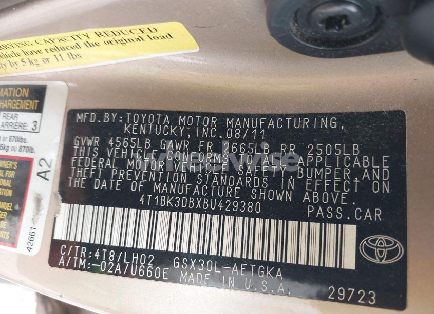 Photo 9 of 2011 Toyota Avalon (VIN 4T1BK3DBXBU429380)