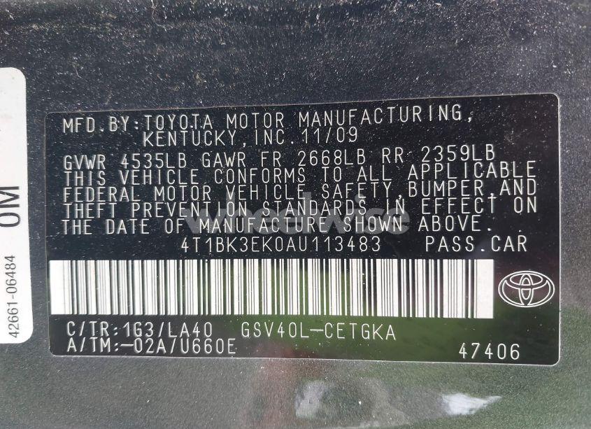 Photo 9 of 2010 Toyota Camry XLE V6 (VIN 4T1BK3EK0AU113483)