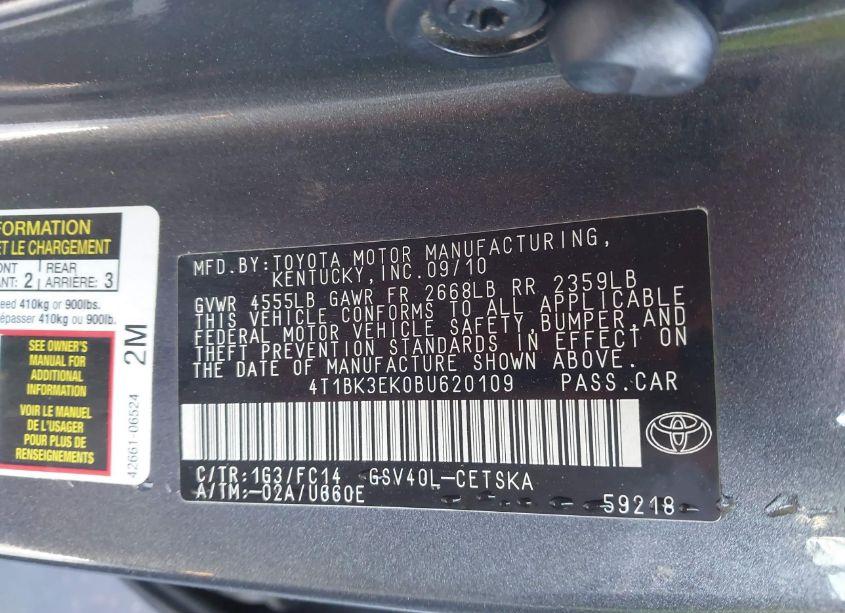 Photo 9 of 2011 Toyota Camry SE V6 (VIN 4T1BK3EK0BU620109)