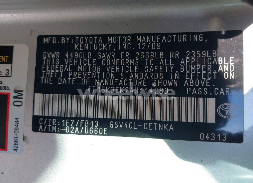 Photo 9 of 2010 Toyota Camry LE V6 (VIN 4T1BK3EK2AU114280)