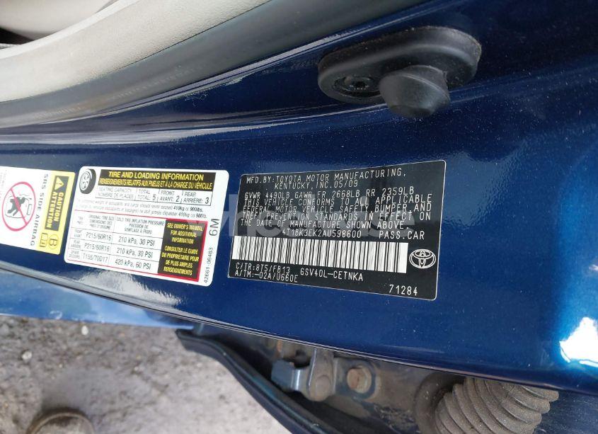 Photo 9 of 2010 Toyota Camry LE V6 (VIN 4T1BK3EK2AU598600)