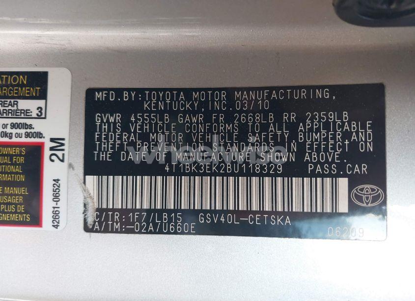 Photo 9 of 2011 Toyota Camry SE V6 (VIN 4T1BK3EK2BU118329)