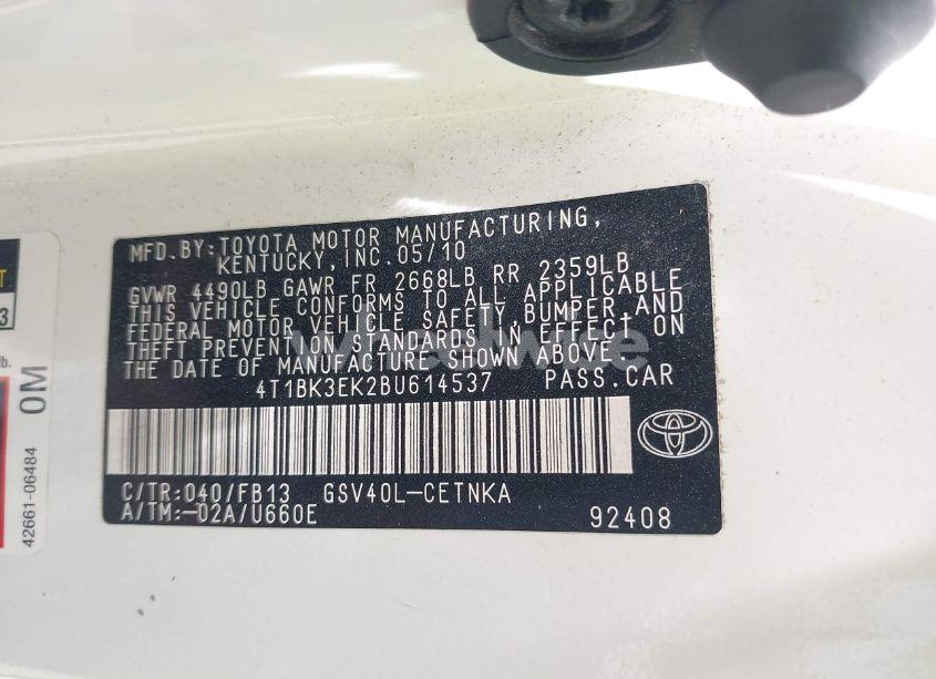 Photo 9 of 2011 Toyota Camry LE V6 (VIN 4T1BK3EK2BU614537)