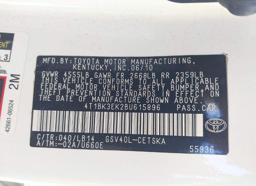 Photo 9 of 2011 Toyota Camry SE V6 (VIN 4T1BK3EK2BU615896)