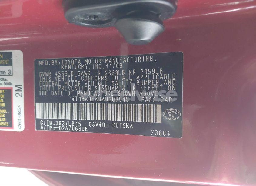 Photo 9 of 2010 Toyota Camry SE V6 (VIN 4T1BK3EK3AU606915)