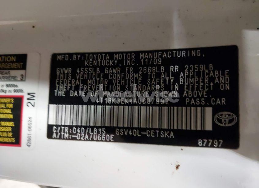 Photo 9 of 2010 Toyota Camry SE V6 (VIN 4T1BK3EK4AU607992)