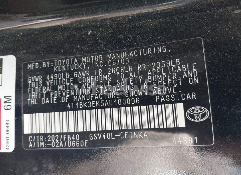 Photo 9 of 2010 Toyota Camry LE V6 (VIN 4T1BK3EK5AU100096)