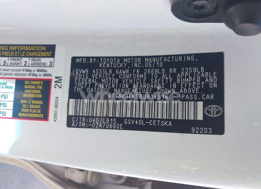 Photo 9 of 2011 Toyota Camry SE V6 (VIN 4T1BK3EK5BU614516)